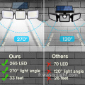 2023 Nouvelle télécommande 3 têtes Solar Motion Capteur Light 1000 Lumens 180 LED DE SÉCURITÉ LED 270 LUMILES MUR DE FONDE WIEL PLUS